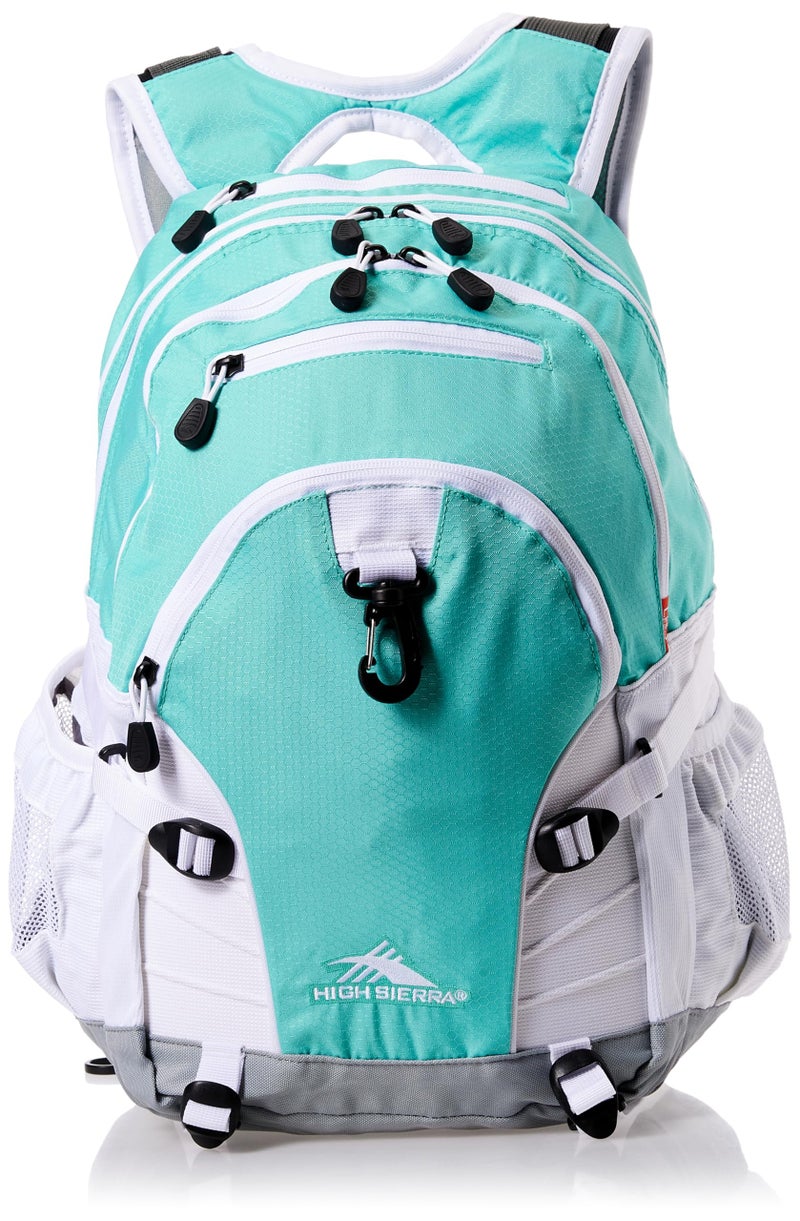 High Sierra Loop Backpack, Travel, or Work Bookbag with tablet sleeve, One Size, Aquamarine/White/Ash - Image 4